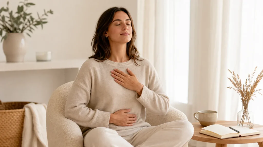 Emotional exhaustion recovery for women using breathing and reset practices